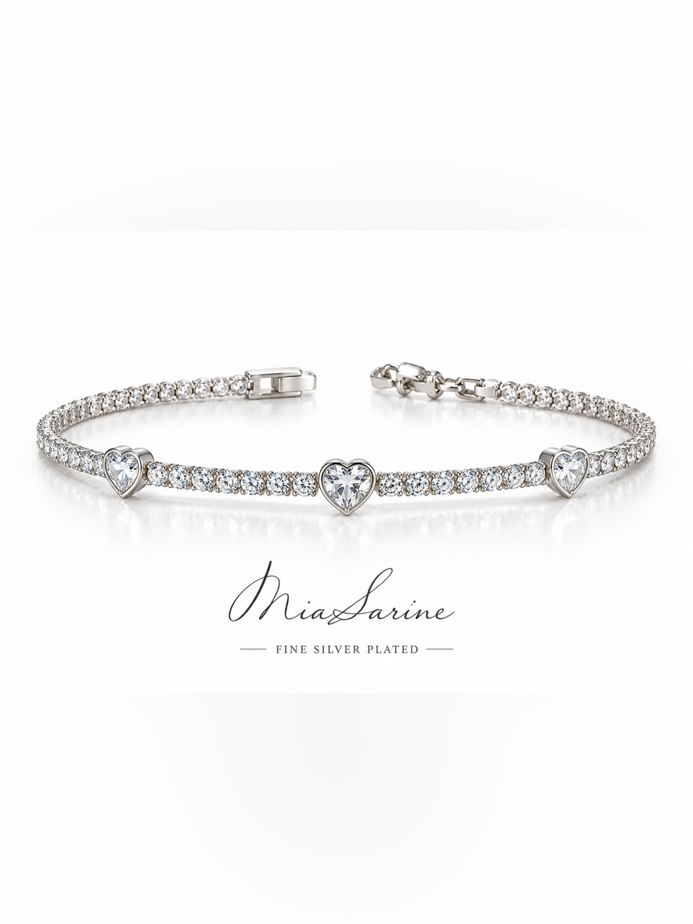 Brand new Mia Sarine Fine Silver Plated Fashion Diamond Tennis Bracelet